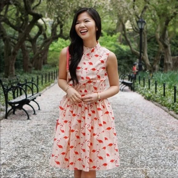 Chicwish Dresses & Skirts - Chicwish Pink Flamingo Fit and Flare Shirt Bow Tie Dress Sz XXL